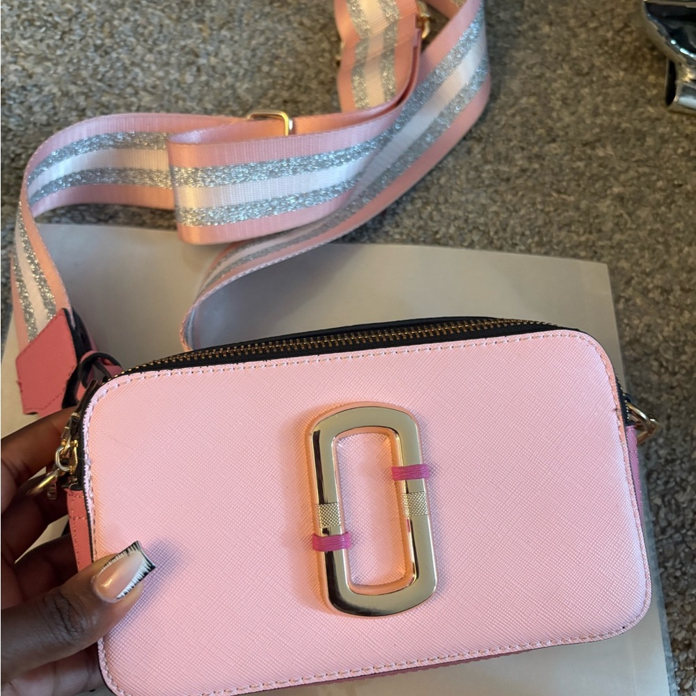 Chic Pink Crossbody Bag with Gold Detail